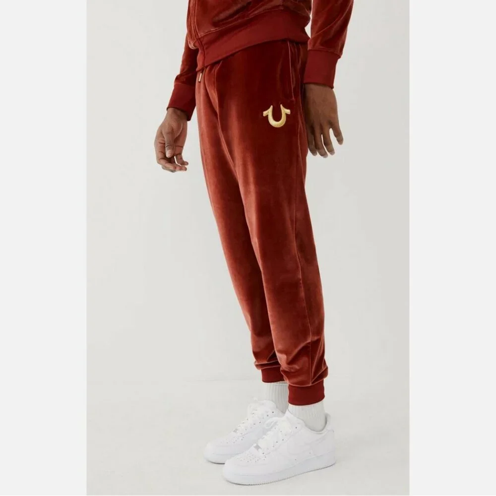 True Religion Velour Logo Branded Joggers